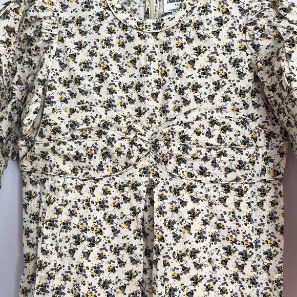 ZADIG & VOLTAIRE Runaway Floral Yellow Piping Short Summer Mini Dress M - Picture 6 of 10